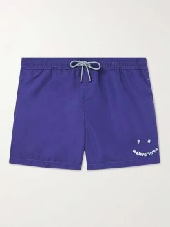PAUL SMITH Shorts Da Mare Corti Slim-fit In Tessuto Riciclato Con Logo Ricamato Happy