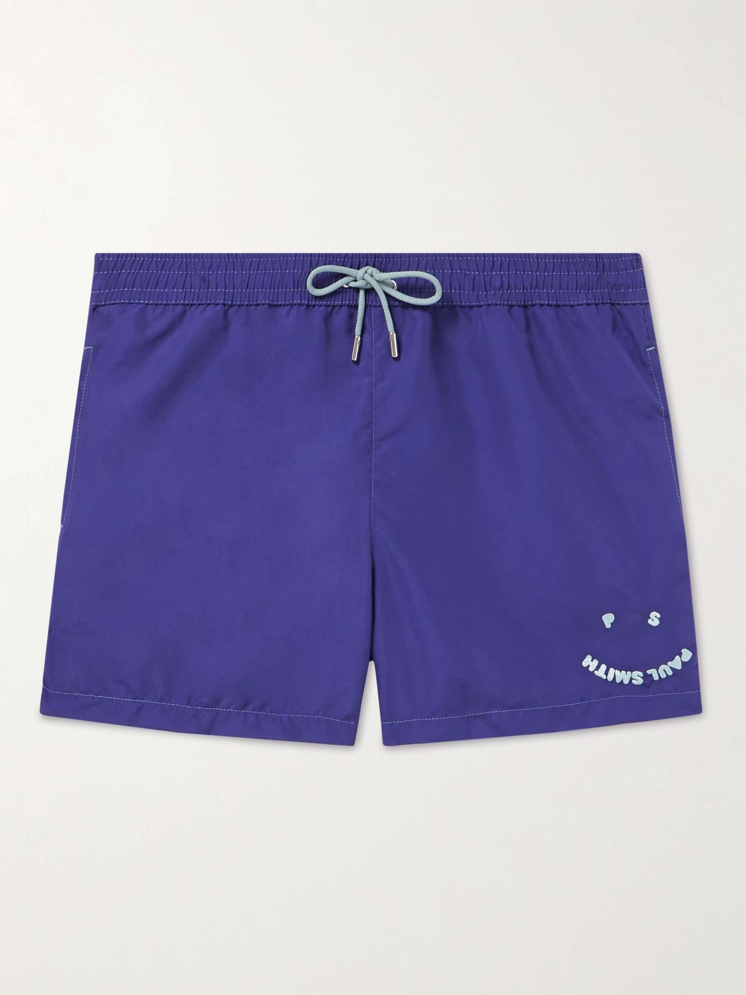PAUL SMITH Shorts Da Mare Corti Slim-fit In Tessuto Riciclato Con Logo Ricamato Happy 3 PAUL SMITH Shorts Da Mare Corti Slim-fit In Tessuto Riciclato Con Logo Ricamato Happy