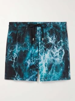 Vilebrequin Shorts Da Mare Medi A Gamba Dritta In Tessuto Riciclato Con Stampa Moorise