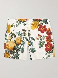 Shorts Da Mare Medi A Gamba Dritta In Tessuto Riciclato Con Stampa Floreale Bouquet