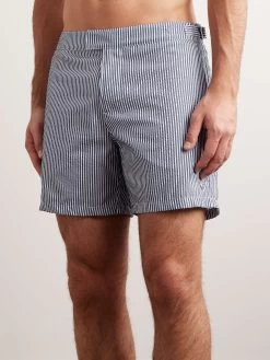 LORO PIANA Shorts Da Mare Medi A Gamba Dritta In Seersucker A Righe Schooner -Speedo Italia w2000 q60 315