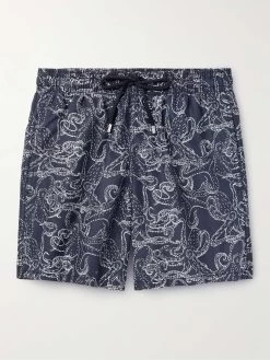 Vilebrequin Shorts Da Mare Medi A Gamba Dritta In Tessuto Riciclato Con Stampa Moorea