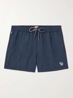 PAUL SMITH Shorts Da Mare Medi A Gamba Dritta Con Logo Applicato Zebra