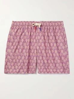 Shorts Da Mare Lunghi A Gamba Dritta Con Stampa Floreale