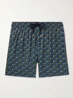 Vilebrequin Shorts Da Mare Lunghezza Media In Materiale Riciclato A Gamba Dritta Con Stampa Mahina