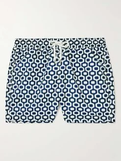 Shorts Da Mare Corti Slim-fit In Tessuto Riciclato Stampato