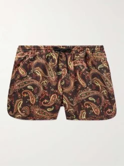 Shorts Da Mare Corti A Gamba Dritta In Tessuto Riciclato Con Stampa Paisley Gili