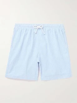 Shorts Da Mare Medi A Gamba Dritta In Seersucker A Righe